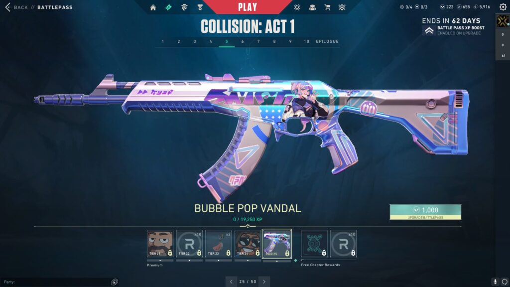The Bubble Pop Vandal in the VALORANT Episode 9 Act 1 Battle Pass.
