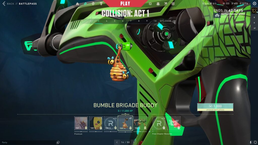 The Bumble Brigade Buddy in the VALORANT Episode 9 Act 1 Battle Pass.