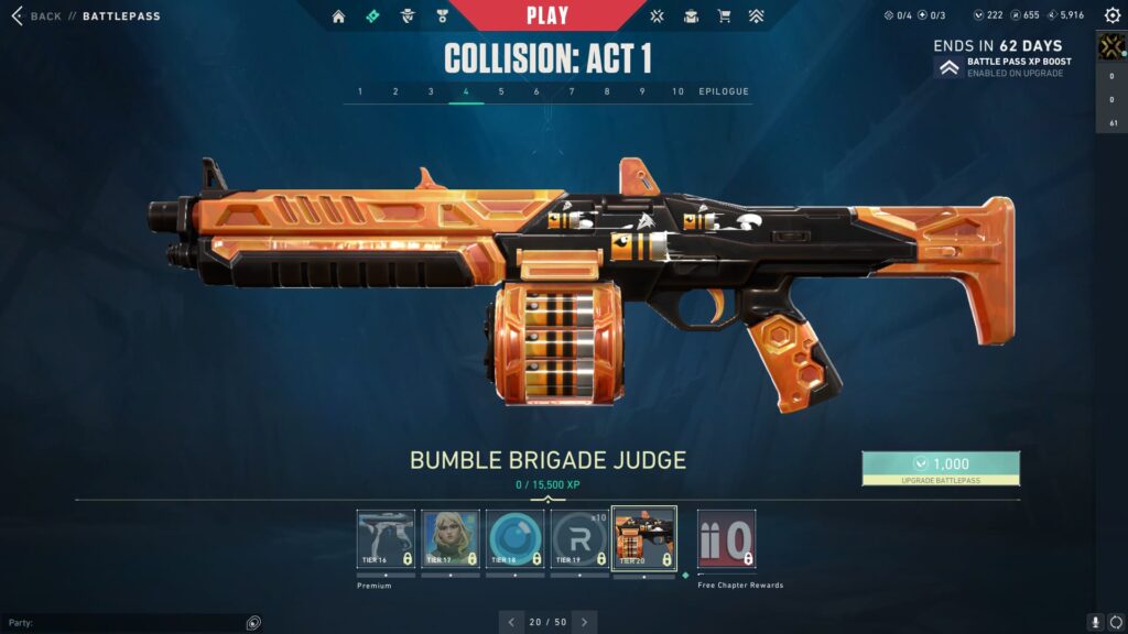 The Bumble Brigade Judge in the VALORANT Episode 9 Act 1 Battle Pass.