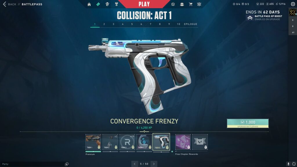 The Convergence Frenzy in the VALORANT Episode 9 Act 1 Battle Pass.