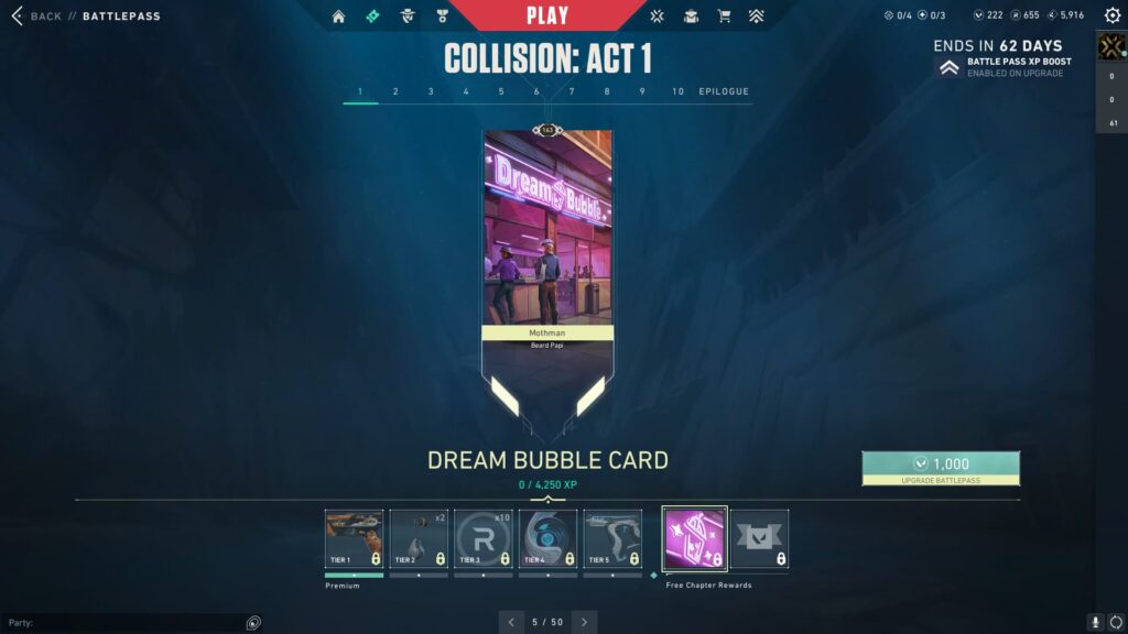 The Dream Bubble Card in the VALORANT Episode 9 Act 1 Battle Pass.