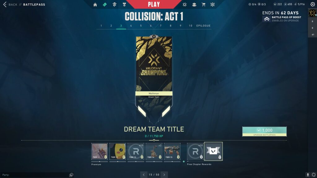 The Dream Team Title in the VALORANT Episode 9 Act 1 Battle Pass.