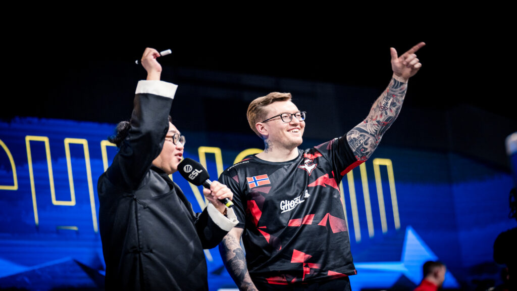 Photo taken of FaZe's CS2 player rain at IEM Chengudu 2024's stage.
