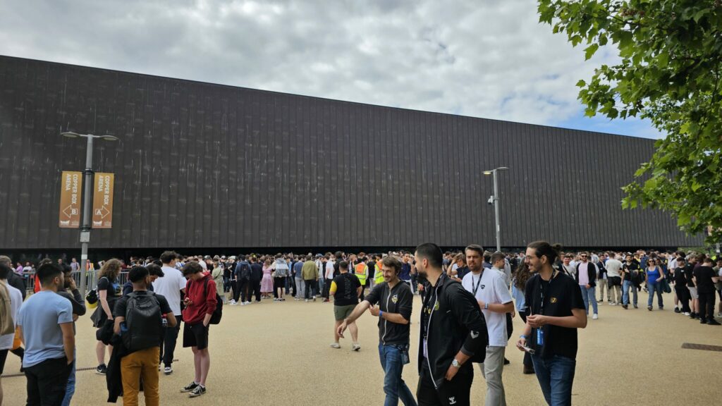 Rocket League fans waiting outside the arena (Copperbox Arena in London)