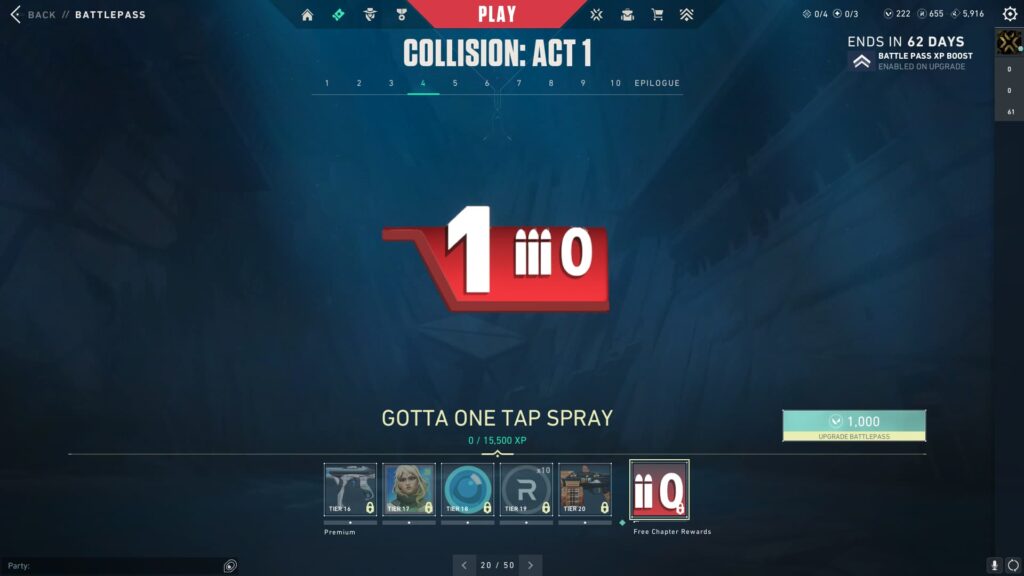 The Gotta One Tap Spray in the VALORANT Episode 9 Act 1 Battle Pass.