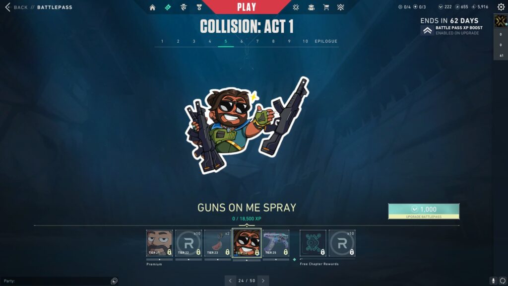 The Guns on me Spray in the VALORANT Episode 9 Act 1 Battle Pass.