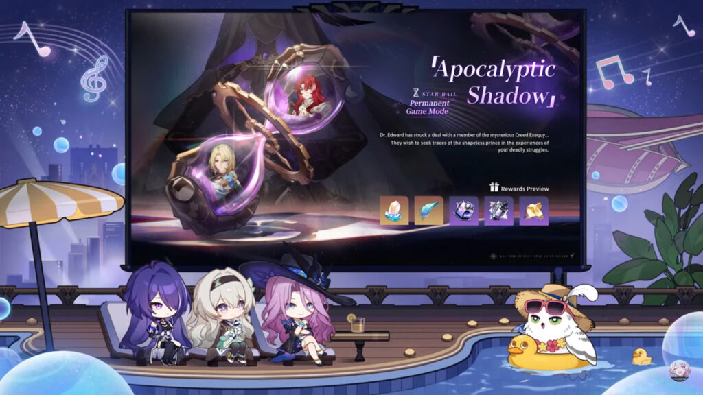 A poster for the new game mode, Apocalyptic Shadow — to fight previous bosses in Honkai: Star Rail