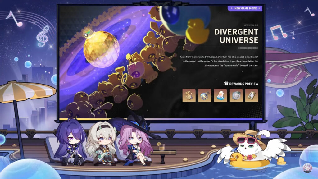 A poster for the new event in the game Honkai: Star Rail Version 2.3 — Divergent Universe: The Human Comedy