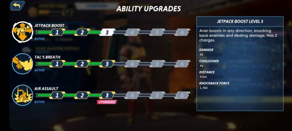 Aran Tal's abilities in Star Wars: Hunters.