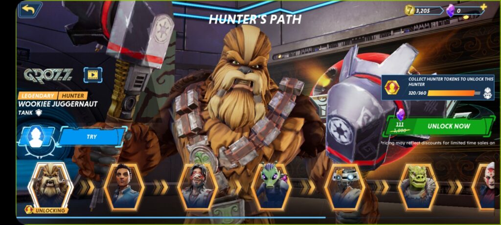 The Hunter's Path to unlock new Hunters in Star Wars: Hunters.