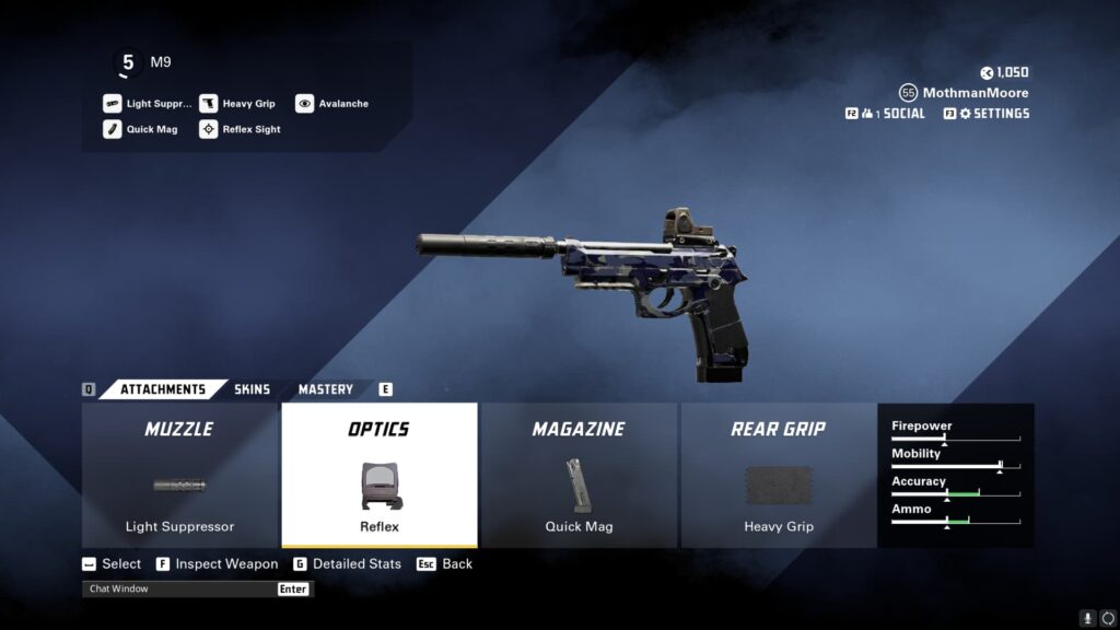 The M9 with multiple attachments, as the best secondary weapon for an MP7 loadout in XDefiant.