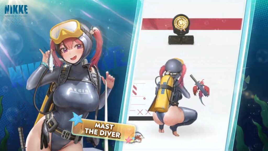 Mast Diver costume splashart and in-game shot