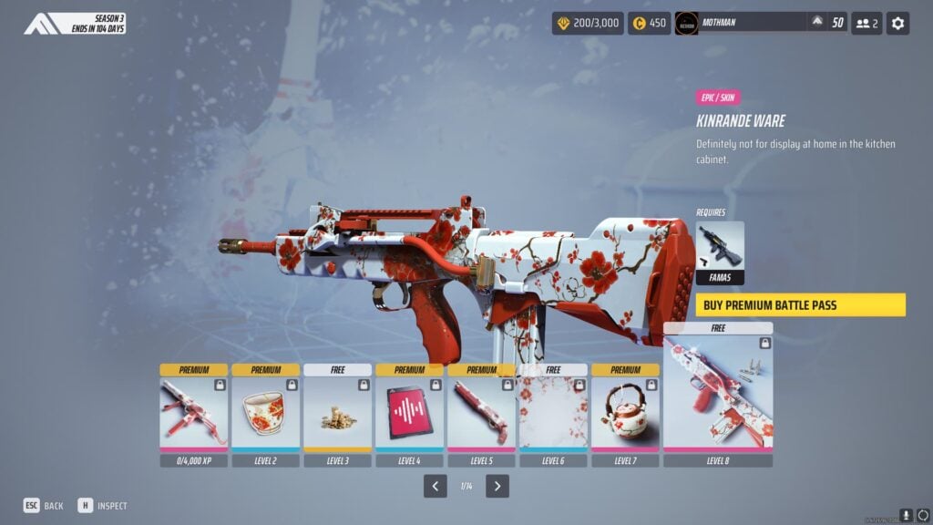 Page 1 of The Finals Season 3 Battle Pass.