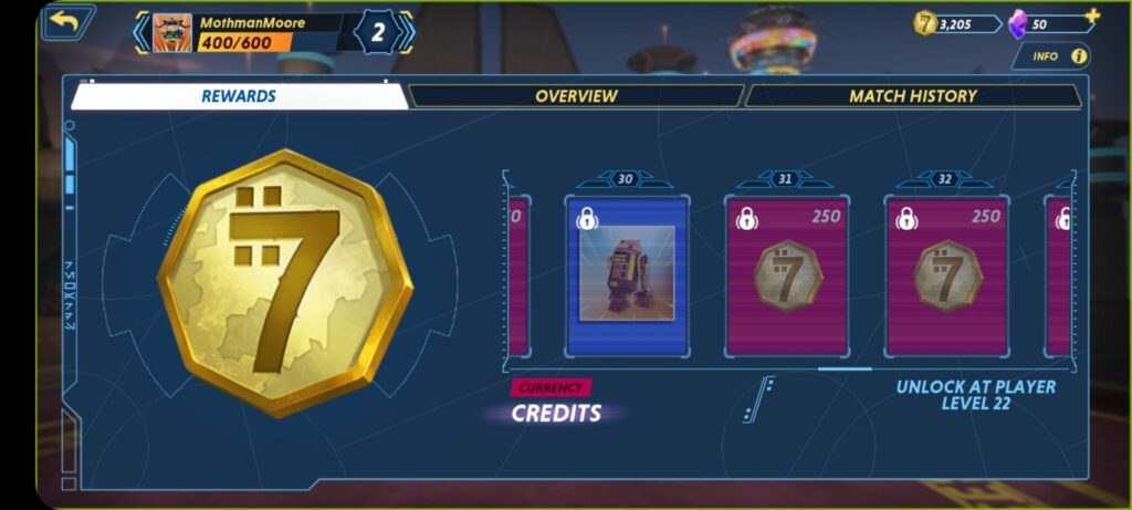 Part of the Player XP rewards in Star Wars: Hunters.