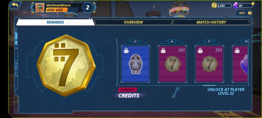 Part of the Player XP rewards in Star Wars: Hunters.