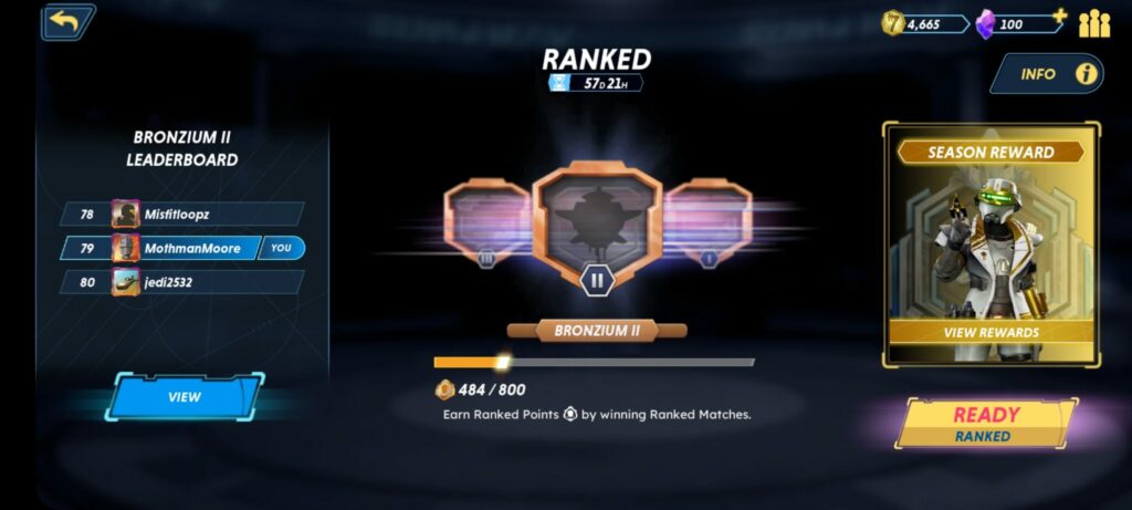 The ranked page, showing the countdown until Season 1 ends.