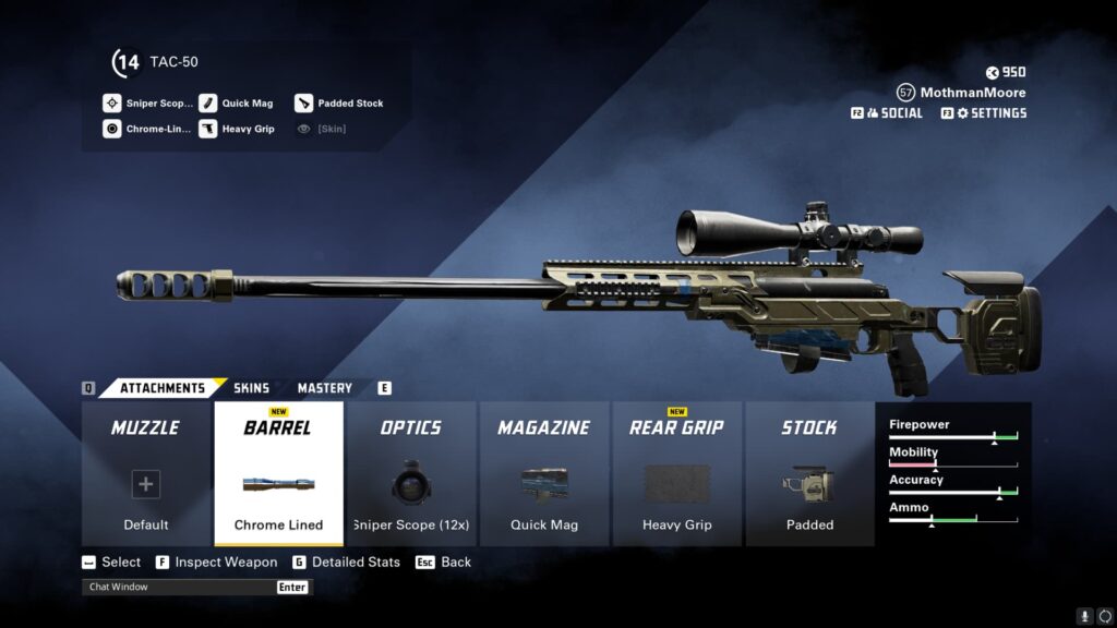 The attachments for the best TAC-50 loadout in XDefiant.