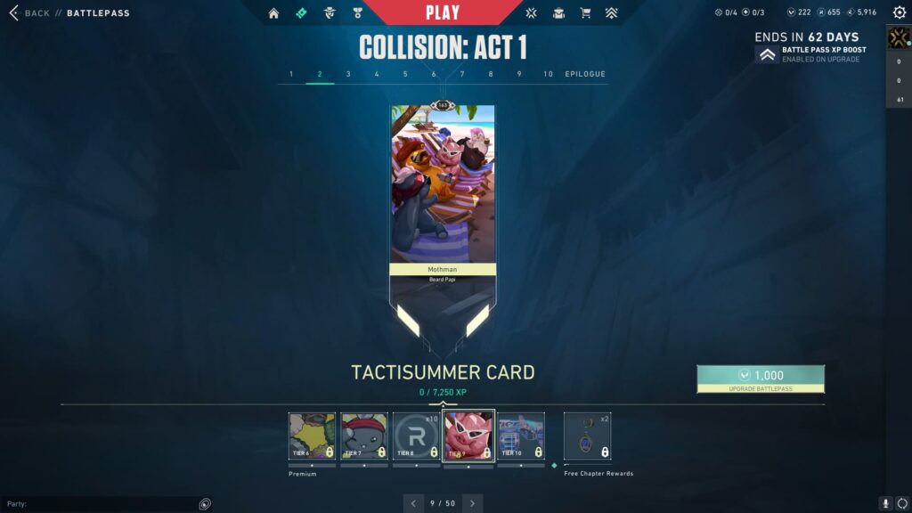 The Tactisummer Card in the VALORANT Episode 9 Act 1 Battle Pass.