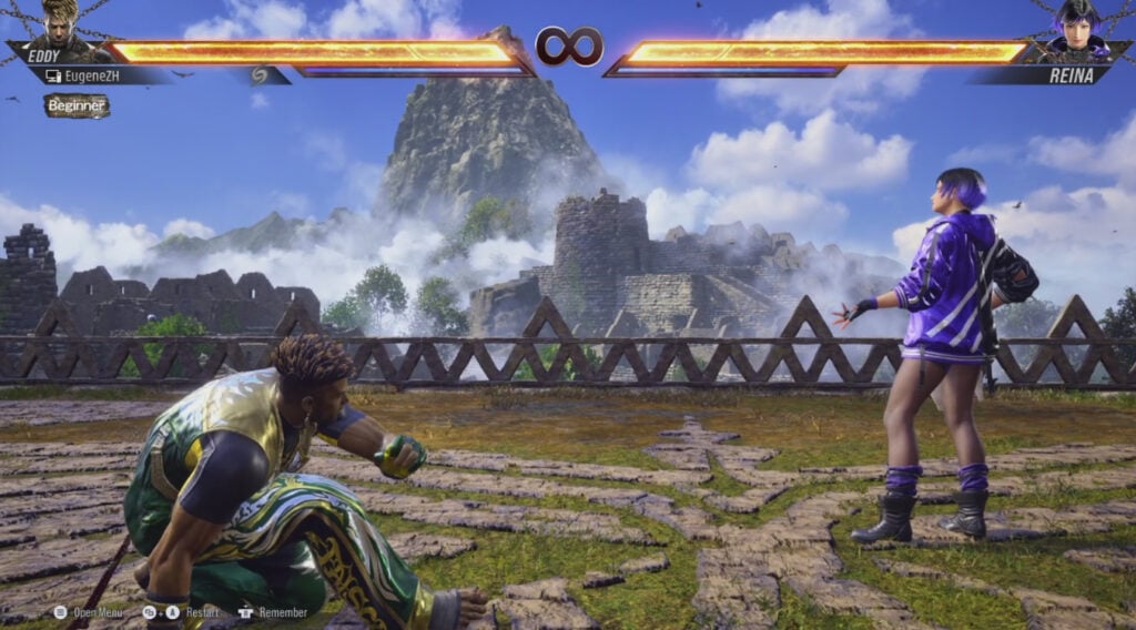 The fighting games character Eddy Gordo in TEKKEN 8 shows his Negativa stance (relaxed stance)