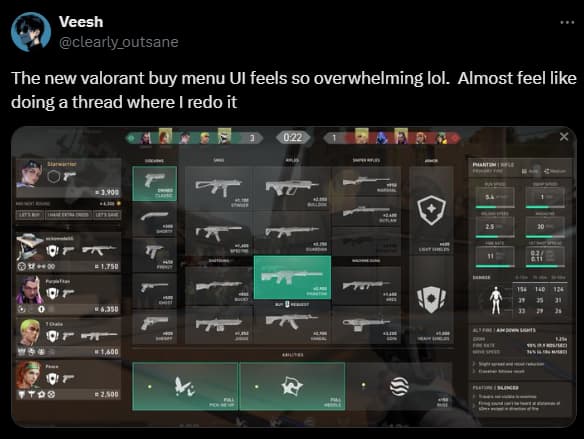 A negative reaction to the VALORANT Buy Menu change.