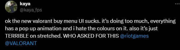 A negative reaction to the VALORANT Buy Menu change.