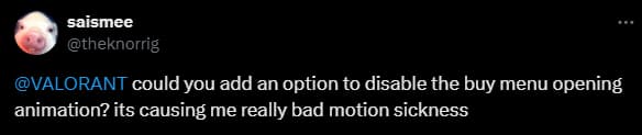 A negative reaction to the VALORANT Buy Menu change.