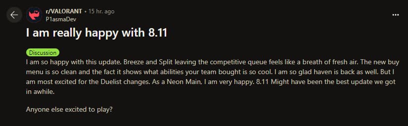 A positive reaction to the change.