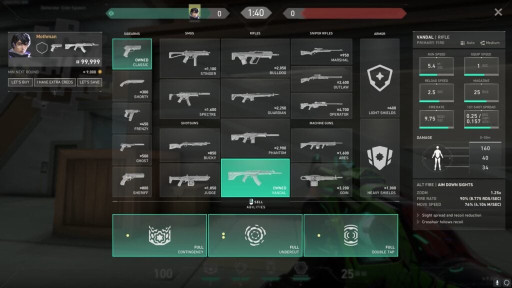 The new Buy Menu in VALORANT.