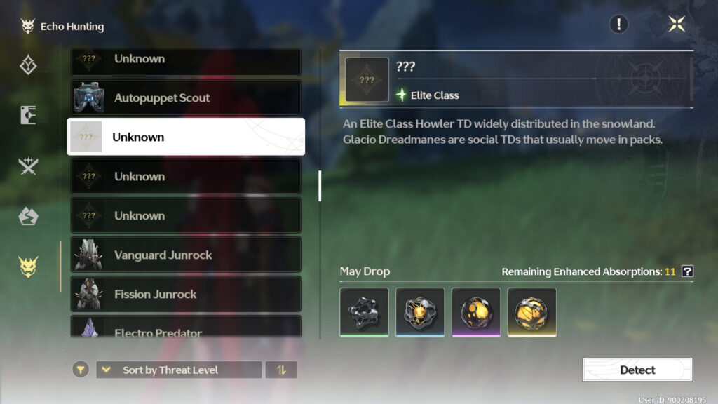 You can "Detect" previously unencountered Howlers in the Guidebook (image via esports.gg)