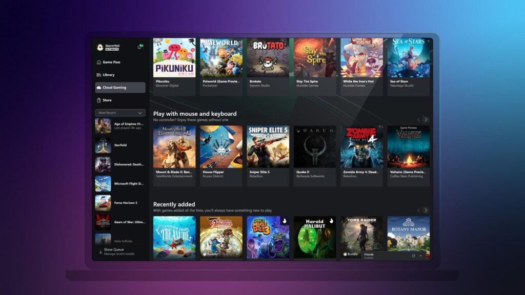 The Cloud Gaming Xbox beta's new mouse and keyboard category added with the June update.