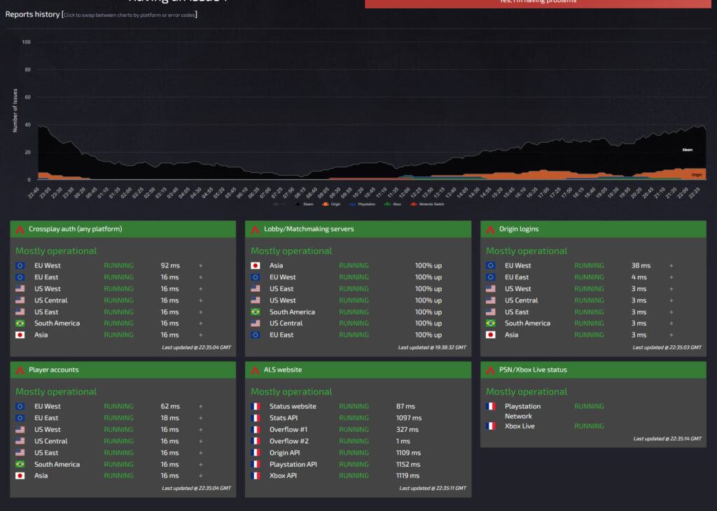 apex connection error apexlegendsstatus