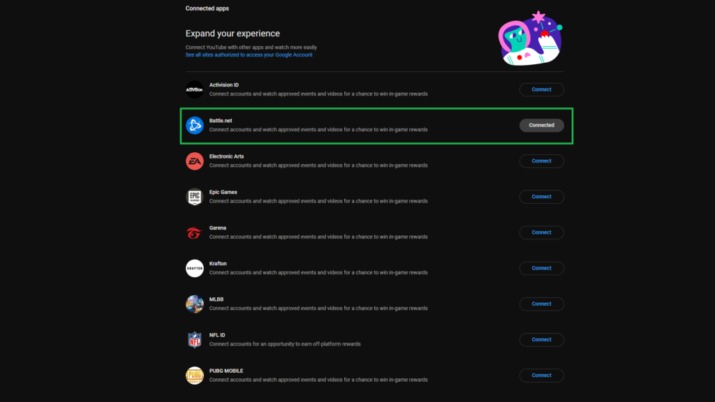 Connecting your YouTube and Battle.net accounts