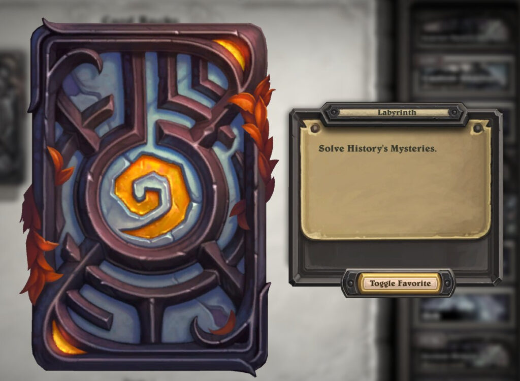 Solving this puzzle results in the Hearthstone Labyrinth card back