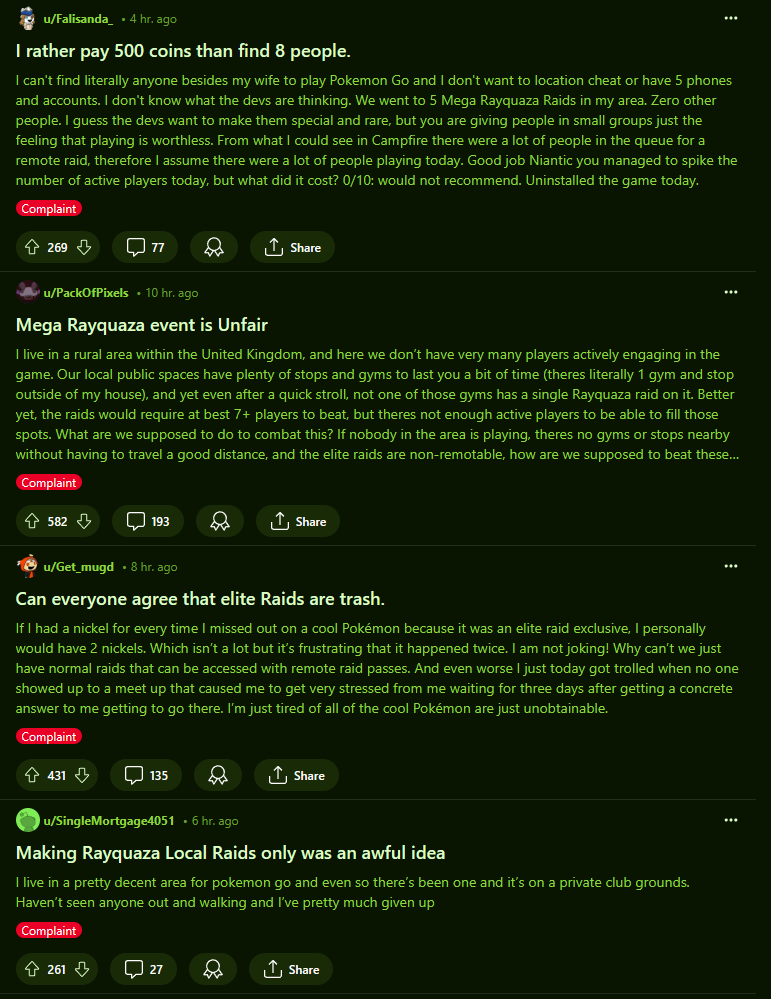 Pokémon GO Elite Raids complaints