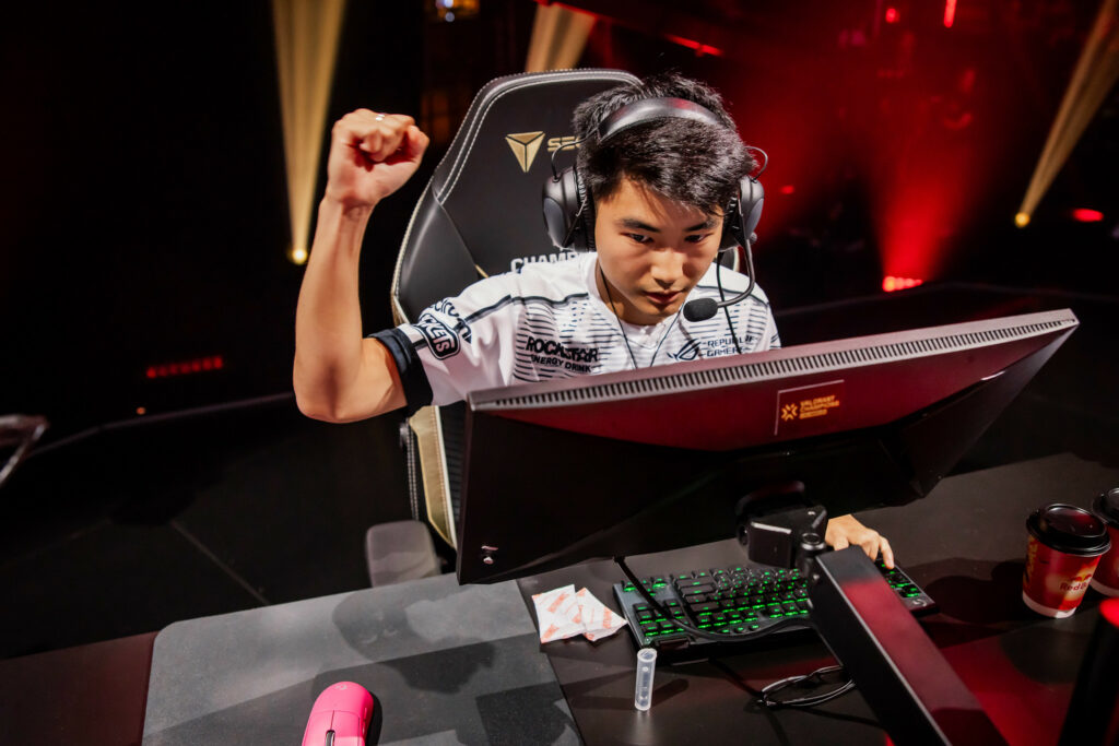 Sam s0m Oh of NRG competes at VALORANT Champions Los Angeles Group Stage at the Shrine Expo Hall on August 11, 2023 in Los Angeles, California. 