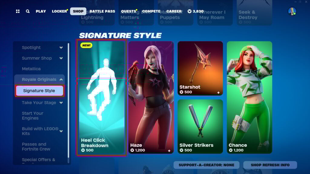 Heel Click Breakdown in the Fortnite Item Shop