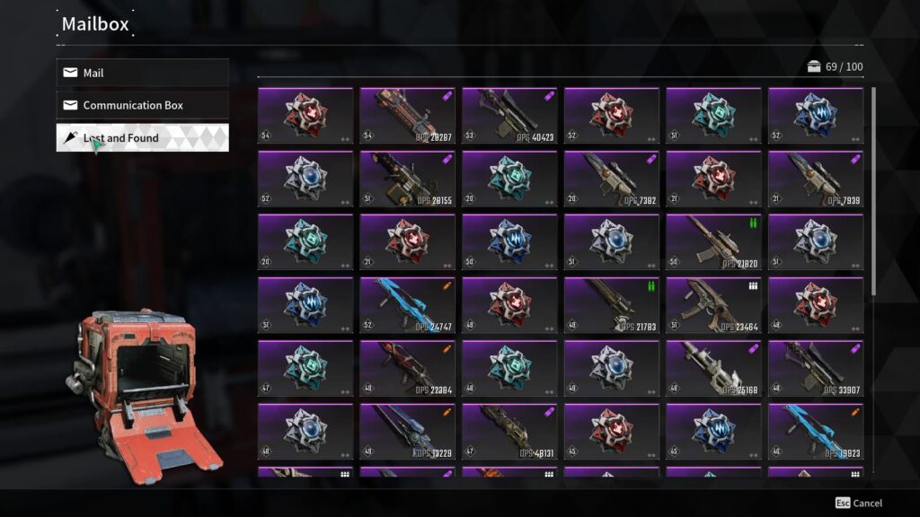 The Lost and Found with weapons and reactors in The First Descendant.