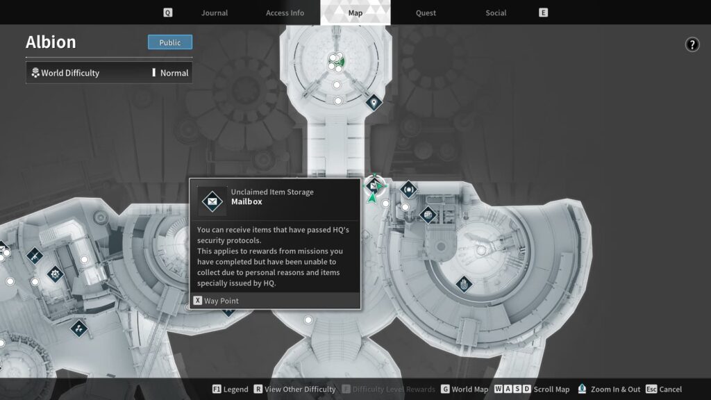 The mailbox on the map of Albion.