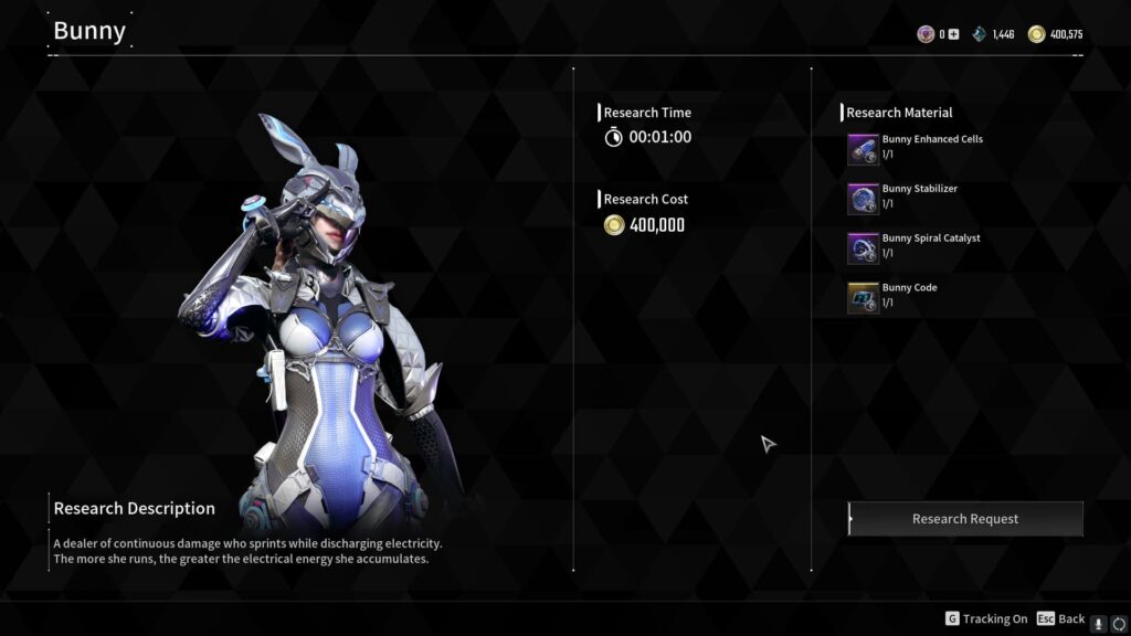 The research section to unlock Bunny in the First Descendant.