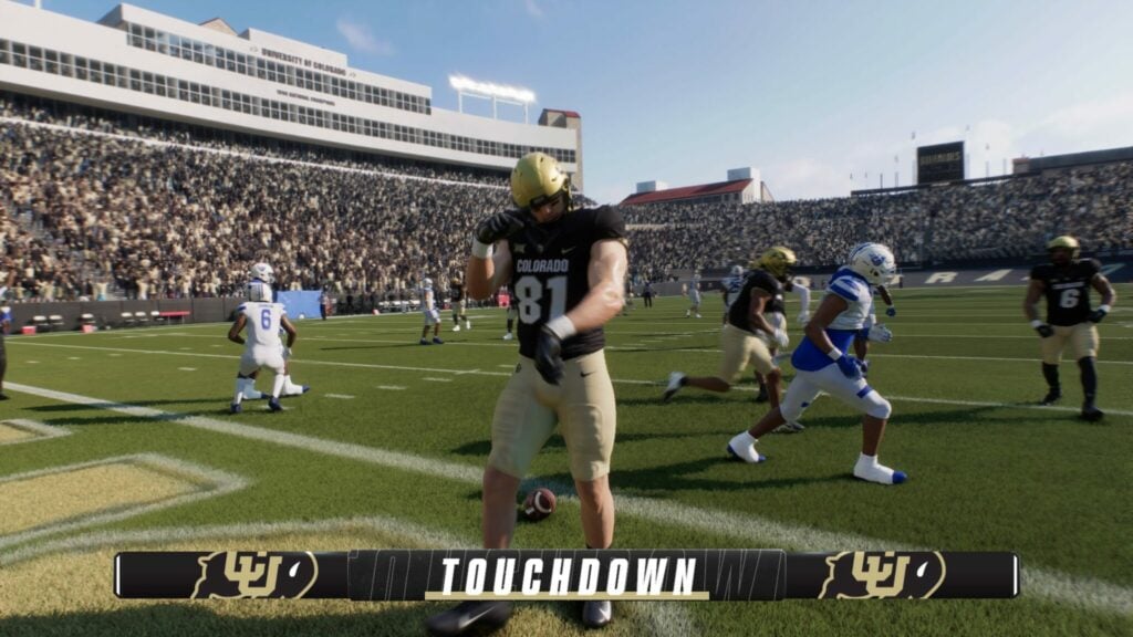 A touchdown celebration in College Football 25.