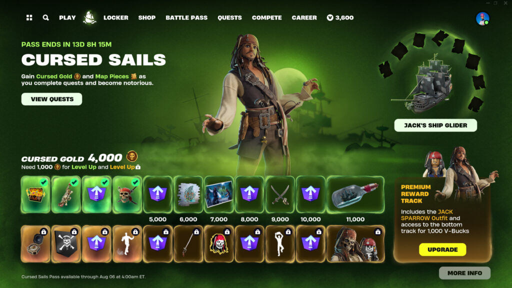 Fortnite Cursed Sails Pass: All rewards and how to get them