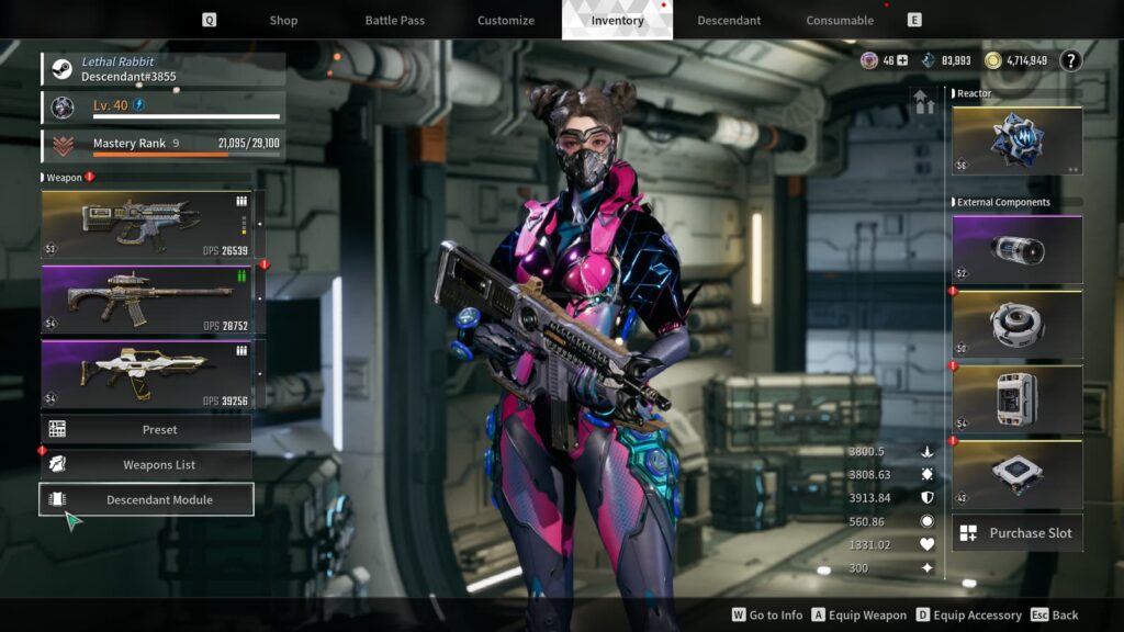 Bunny's Inventory in The First Descendant.