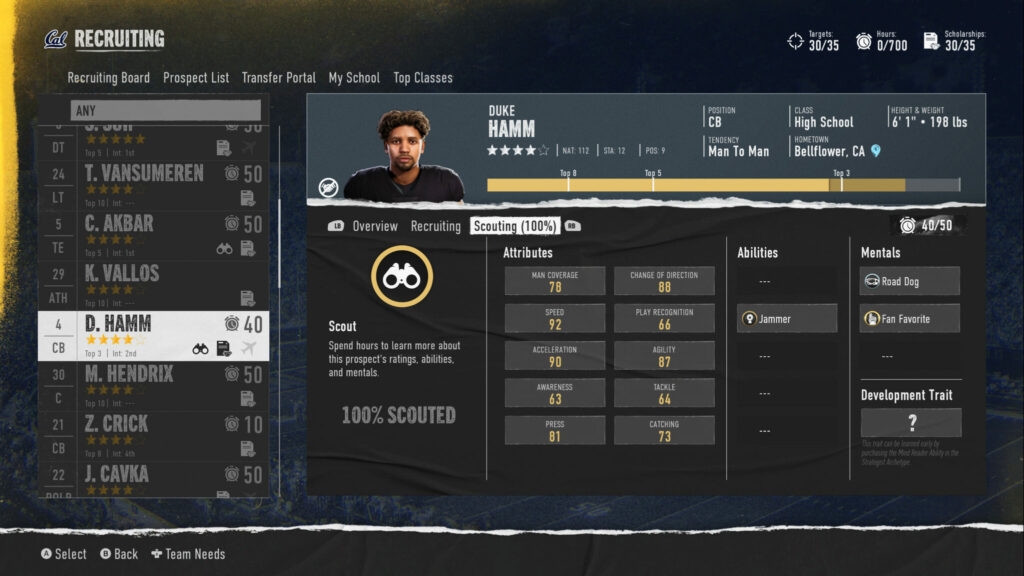 Best recruit stats to look for in College Football 25 Dynasty mode
