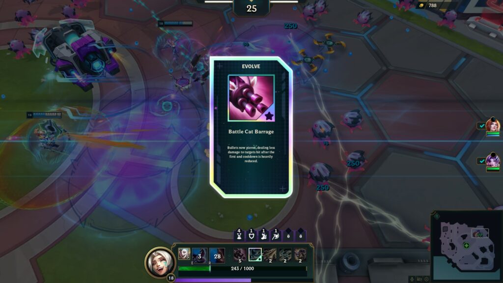 The Weapon Evolve screen in LoL Swarm. (screenshot via esports.gg)