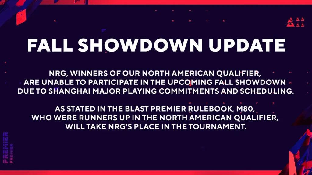M80 replace NRG in the BLAST Premier Fall Showdown