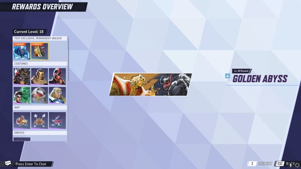 The Golden Abyss nameplate, a permanent reward in the Marvel Rivals Closed Beta Test.