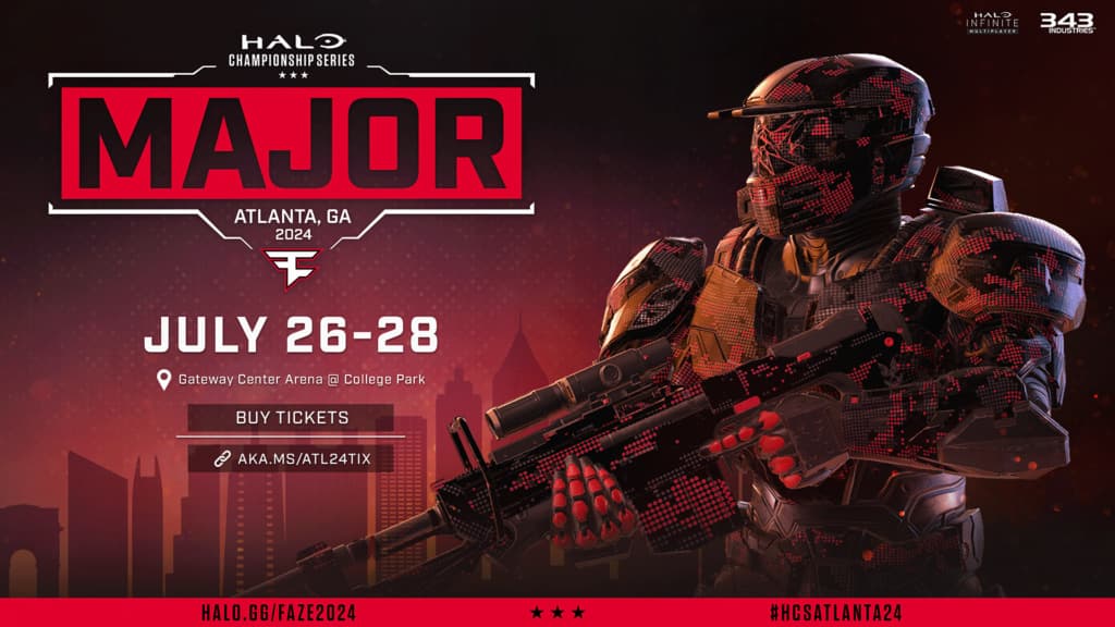The poster with the dates and other information for the Halo Infinite HCS Atlanta Major 2024.
