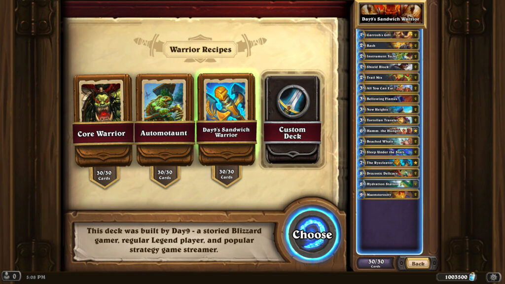 The Sandwich Warrior deck in the Perils in Paradise expansion 