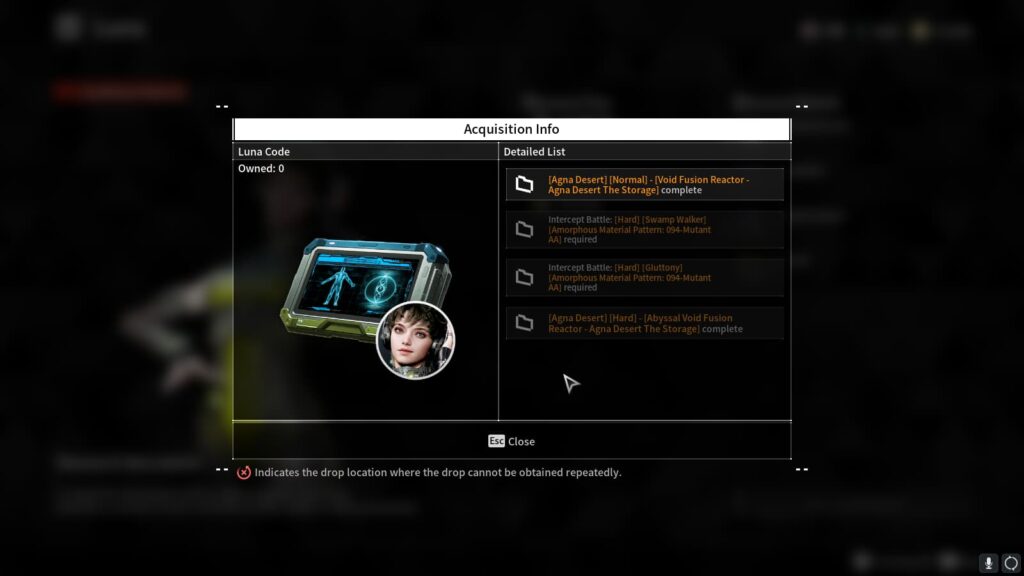 Where you can find the Luna Code item to unlock her in The First Descendant.