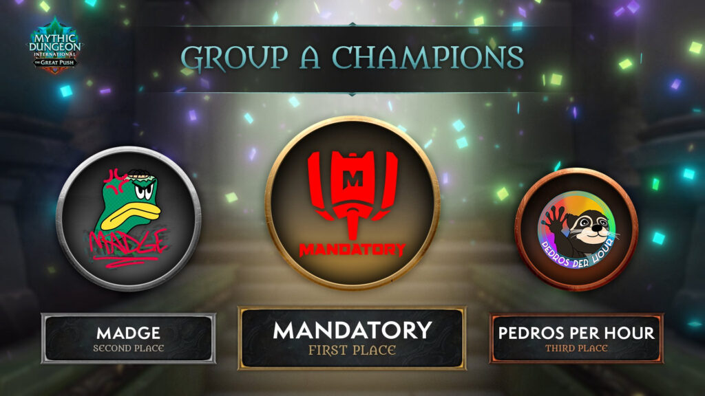 Mandatory, Madge, and Pedros Per Hour become WoW MDI TGP Group A champions